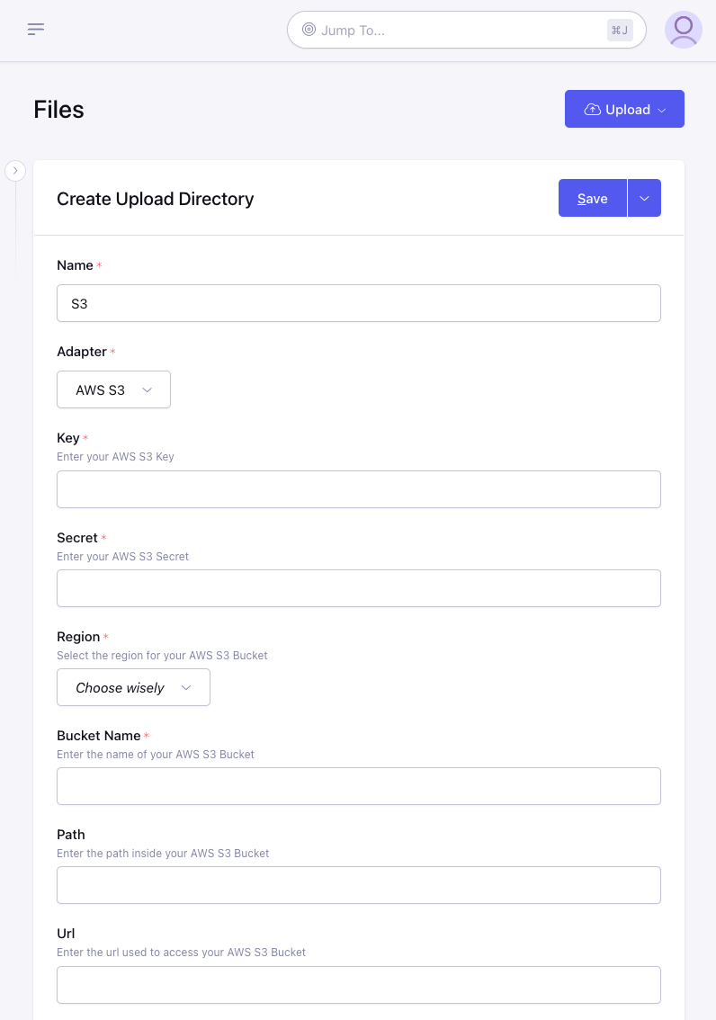 Create Upload Directory