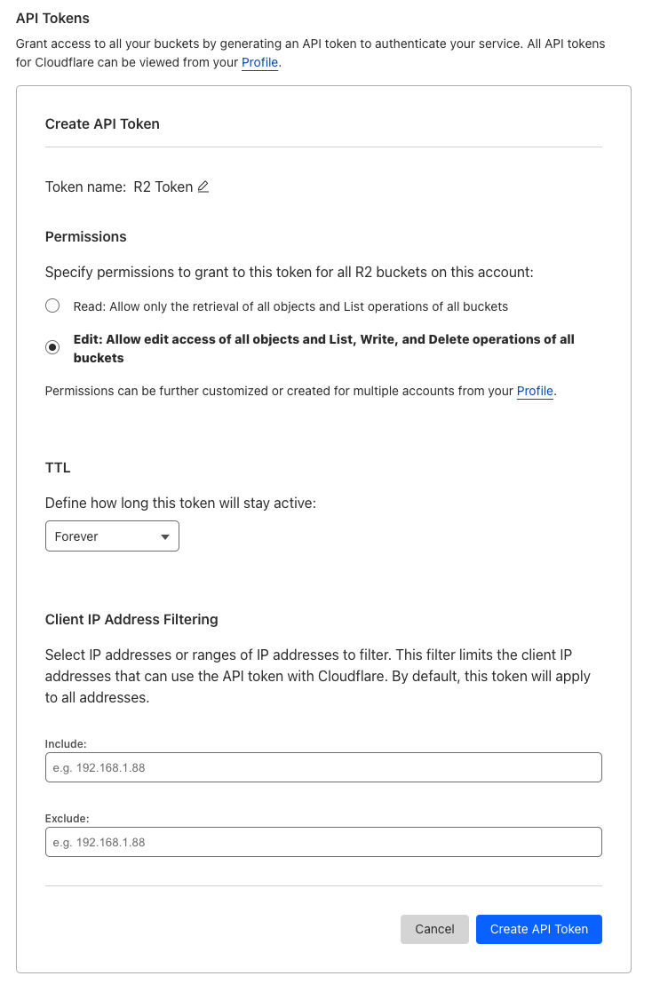 Create API Token