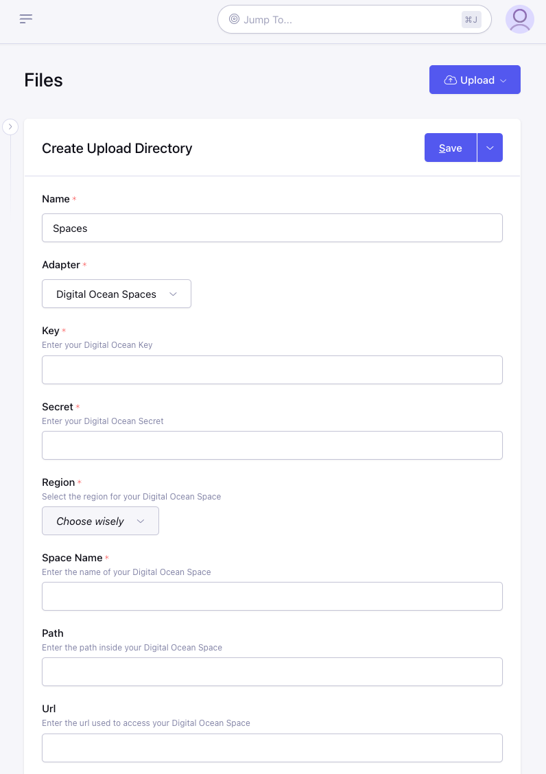 Create Upload Directory